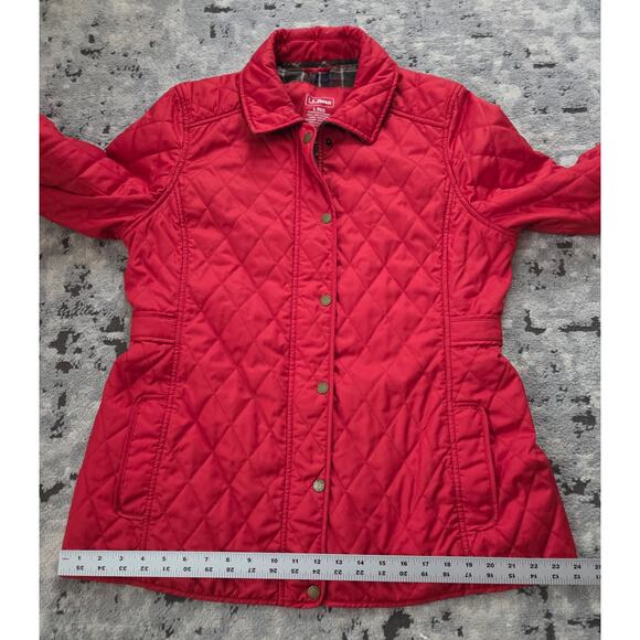 Vintage L.L. Bean Quilted Jacket -Large Red Preppy Collegiate Classic Cabincore - Picture 10 of 12